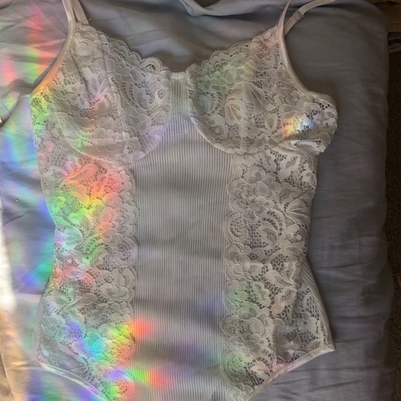 Medium Bozzolo white lace bodysuit one piece - Picture 1 of 7